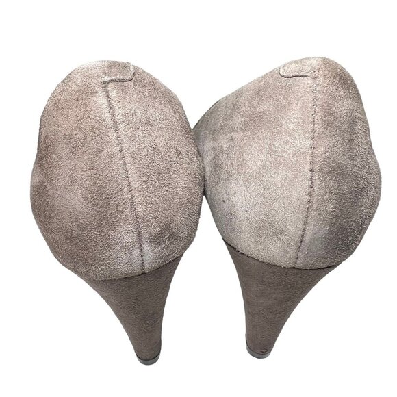 Clarks Collection Womens Narine Flora Pump 7.5 Taupe Leather Suede Cushion Shoes - Picture 7 of 16